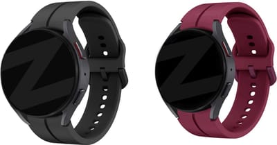 Bandz Bundel – 2x siliconen sportbandje ‘Extreme’ – zwart + wijnrood – geschikt voor Samsung Galaxy Watch 7 / 6 / 5 / 4 / Watch FE (40mm & 44mm / Classic / Pro)