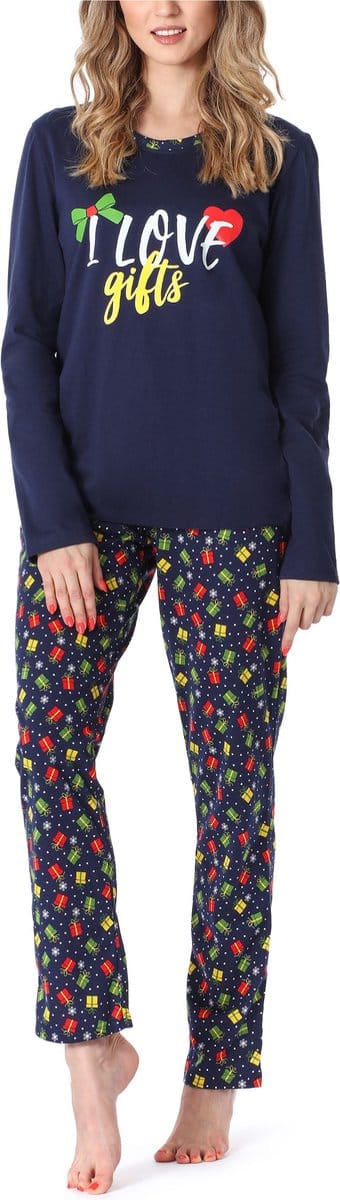 Merry Style Dames Pyjama - Lange mouwen - Lange broek - Katoen - MS-MS10-169-PJ - Marine Cadeau - S