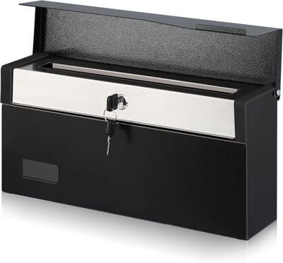Wandmontage Brievenbus - Buitenpost Buitenbus - Post Ontvangen - Met Sleutelslot - 30 x 18 x 19 cm - Zwart
