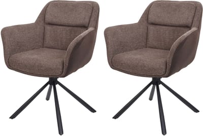 Set van 2 eetkamerstoelen MCW-K33, keukenstoel Stoel, draaibare autostand, stof MVG ~ kunstleer, bruin-donkerbruin