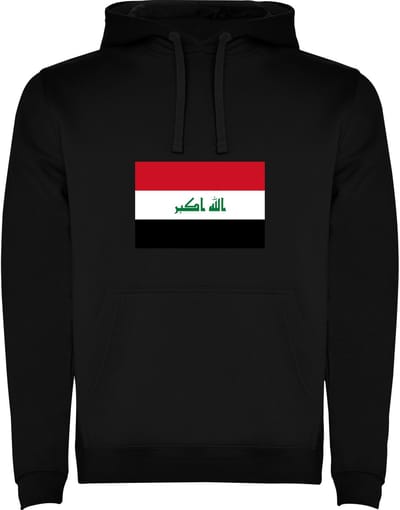 Zwarte Hoodie met Wereldse vlag land Irak Full Color Maat M