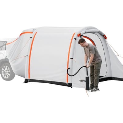 VEVOR Opblaasbare Achterkleptent Autotent (2042+1020) x 2438 x 2020 mm, Waterdicht (PU2000 mm) Campingtent met geventileerde deuren en muggennetten, Achterkleptent voor SUV's voor kamperen en wandelen, incl. luchtpomp