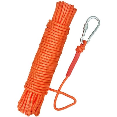 10m Vismagneet Touw Zwaar Touw met Karabijnhaak Nylon Hoge Sterkte Koord Veiligheidstouw oranje