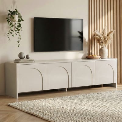 Asir - TV-standaard - Wit - Frame: 100% gemelamineerd spaanplaat - 43 x 188 x 13 cm