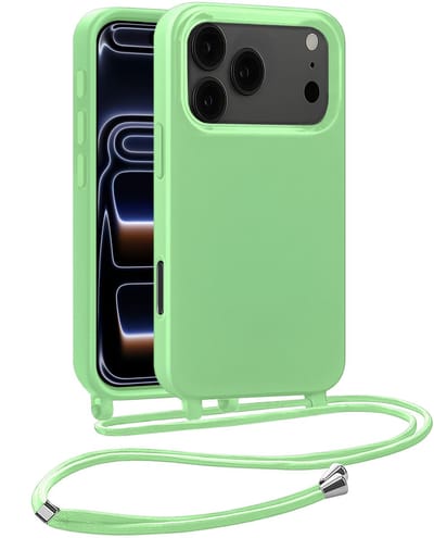 Hoesje Geschikt voor iPhone 17 Pro / 18 Pro Hoesje Siliconen Case Met Koord - Hoes Geschikt voor iPhone 17 Pro / 18 Pro Hoesje Backcover Met Telefoonkoord - Telefoonhoes - Groen