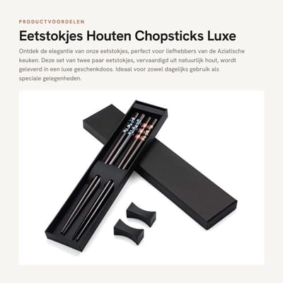Dailygoods- Eetstokjes Set 2 Paar - Houten Eetstokjes - Vaatwasserbestendig - Antislip - Herbruikbaar - 23 cm Lengte - Chopsticks