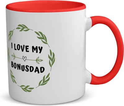 Akyol - i love my bonusdad koffiemok - theemok - rood - Papa - liefste bonusvader - vader cadeautjes - vaderdag - verjaardag - geschenk - kado - 350 ML inhoud