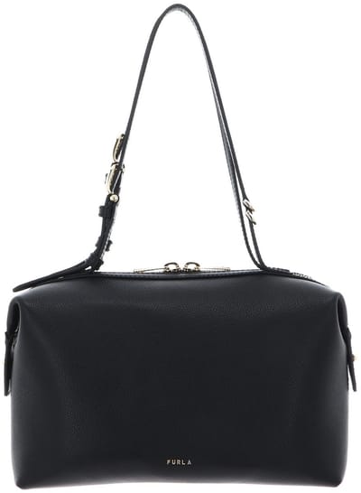 FURLA Leren handtas schoudertas Double Boston Bag Nero zwart