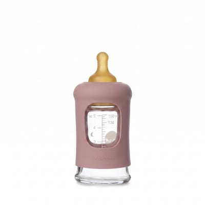 HEVEA - Glazen Fles - Brede Hals 150ml - Met Sleeve - Rosewood