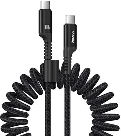 Baseus Fast Charging Cable USB-C to USB-C Fish-Eye - 100watt - 1m coilled - Black