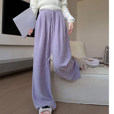 Roze Zachte Kleverige Handdoekbroek voor Dames in de Lente Dames die Er Slank en Lui Uitzien Casual Broek Rechte Pijp Wijde Pijp Broek XL