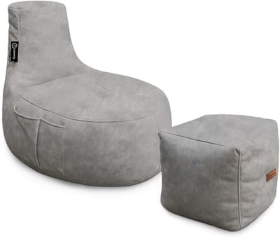 Casacomfy - ModiLounge - Zitzak met Voetenbankje - Volwassenen - Flat white - Lederlook - Zachtestof