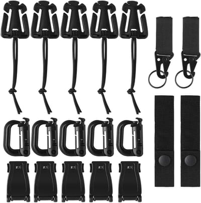 Accessoires Tactische Rugzak - 19 stuks - Rugzakbevestigingsriemen - Tactische bevestigingen - Clips - Sleutelhangers - D-ringen - Elastische gespen