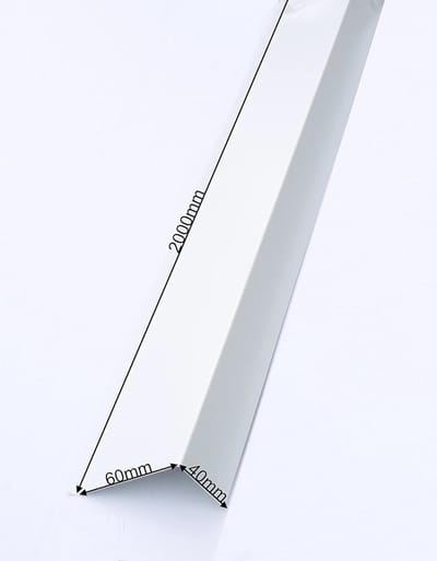 Aluminium Hoekplaat - L-Profiel Kantplaat - Gevel Afwerking - Beschermfolie Zichtzijde - 60x40mm 2 Meter - Wit RAL 9010