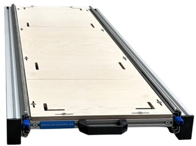 Aluminium schuifframe voor camper 120x30 cm met multiplex berk bovenplaat 9 mm