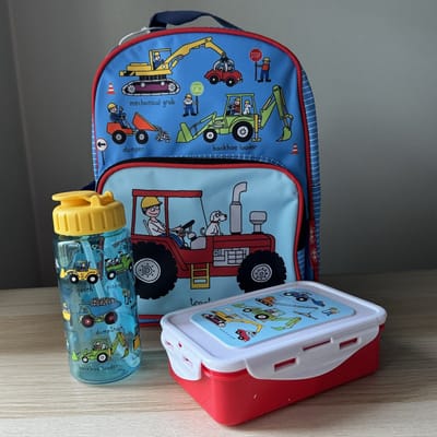 Tractor werkvoertuigen kinder rugzak met lunchboxje en drinkfles - Tyrrell Katz