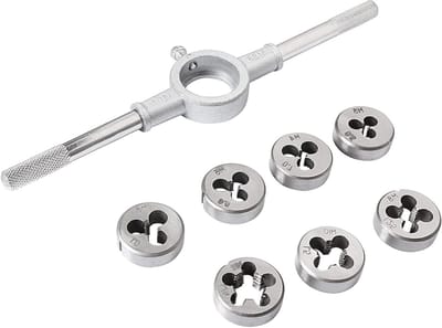 Allecta - Ronde Die Stock Handvat Wrench Set met Metrische Draadmatrijzen voor DIY Reparatie Snijden