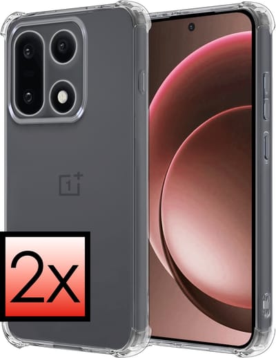 Hoesje - 2 Stuks - Geschikt voor OnePlus 15 - Sterk & Shockproof - Siliconen Case - Back Cover - Telefoon Hoes Shock Proof - Transparant