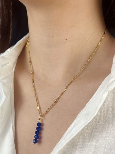 Cliste Couture - Zegelketting Middernacht Facetkralen - Sieraden - Vrouwen Ketting - Goudkleurig - Ketting Dames - Staal - Cadeau voor vrouwen - Kettingen - Ketting met Hanger