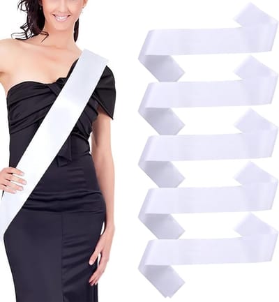 5 Stuks Wit Satijn 160 x 9,5 cm - Zuiver Wit Versiering voor Vrouwen, DIY Vrijgezellenfeest, Bruiloft en Verjaardagsfeest