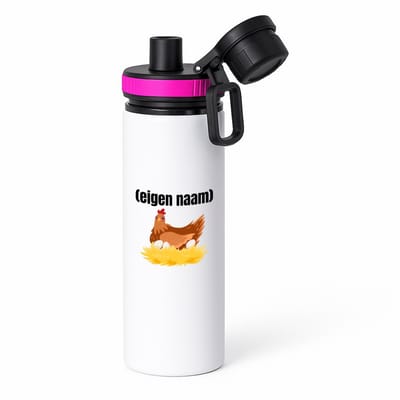 Hacebo® - kip met nest waterfles met draaidop roze - Kippen - kippen liefhebbers - iemand die houdt van kippen - verjaardag - cadeau - kado - water fles - 850ML