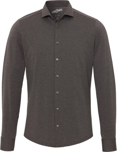 Pure H.Tico The Functional Shirt Bruin - Maat 38 - Heren - Overhemden Casual
