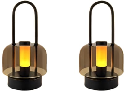 Glitzerlife Draagbaar - Zwart LED Tafellamp - Draadloos & USB-C Oplaadbaar - Dimbaar Kleine Nachtkastlampen - Schemerlampje Slaapkamer Touchbediening met Geheugenfunctie - Metaal Acryl - Voor Binnen Nachtkastje Café