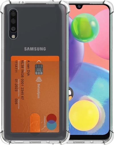 Smartphonica Telefoonhoesje Geschikt voor Samsung Galaxy A70s met Pasjeshouder Doorzichtig Siliconen - Transparant TPU Shockproof Backcover Case with Card Slot geschikt voor Samsung Galaxy A70s