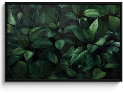 Poster in lijst - Fotolijst 120x80 cm - Posters - Bladeren - Ovaal - Groen - Nerven - Posterlijst zwart - Decoratie - Wanddecoratie woonkamer - Muurdecoratie slaapkamer