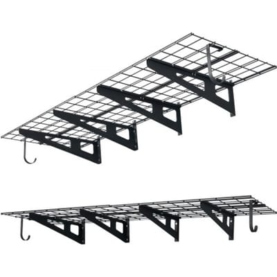 VEVOR 2-delige garageplankenset, 1828x615x206 mm, gereedschapsopslag, 227 kg per laag, gereedschapshouders met haken, 1828x615 mm plankoppervlak, opbergplanken, metalen plank, gereedschapsorganizer, wandplanken