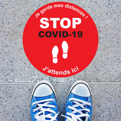 Antislip vloerstickers met beschermlaag - STOP COVID-19 Flooring - 1 sticker van 40x40 cm