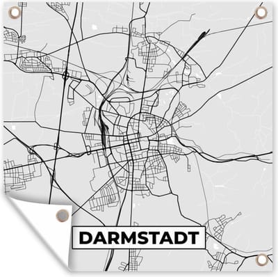 Tuin poster Plattegrond - Duitsland - Darmstadt - Kaart - Stadskaart - 200x200 cm - Tuindoek