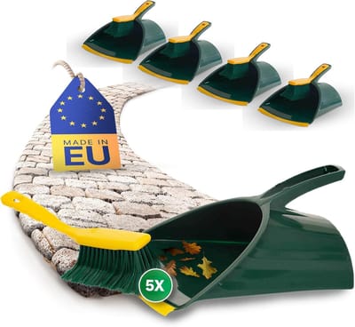 5x veegset Jumbo klauwenset 2-delige set Plastic Groen Geel Gebogen borstelharen Veegset Stofblik Handbezem (veegset Klauwveger, 5)