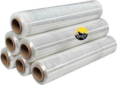 KURTT - Stretchfolie - Wikkelfolie - Handrollen 6 stuks 23 micron, 50 cm x 300m - eenzijdig Klevend en Transparant 6 rollen Palletfolie - noppenfolie - palletfolie - handrollen - topkwaliteit - sterke folie