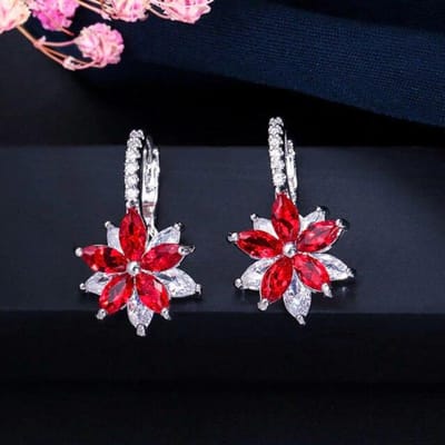 Makkelijk te dragen Mooie Geometrische Bloem Meerkleurige Zirkonia Stud Oorbellen voor Dames Feest Mode Sieraden black