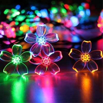 Zonne-energie LED Lichtketting Buiten voor Tuin en Buitenruimtes - 8 Modi, Kleurrijk, 7m, 50 Lichten