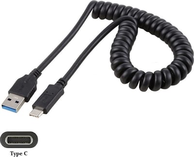 OneOne 0,4m USB C spiraal kabel. Sterke laadkabel voor de auto. Oplaadkabel snoer past op Samsung Galaxy Z Fold, F42, M10s, M11, M15, M1, Flip, M22, M23, M55s, M05, M53, M62, Quantum