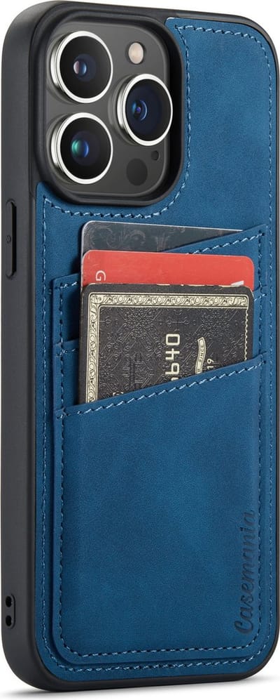 Casemania Hoesje Geschikt voor Apple iPhone 14 Pro Max - met Pasjeshouder Navy Blue - Back Cover met Kaarthouder