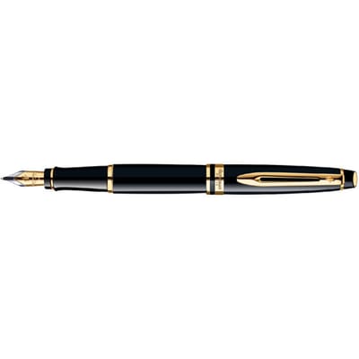 Waterman Expert-vulpen | Glanzend zwart met 23k gouden afwerking | Fijne penpunt | Geschenkverpakking