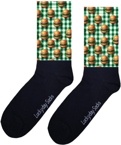 Luckyday Socks - Unisex sokken - Hamburger - cadeau sokken - Maat 37-44