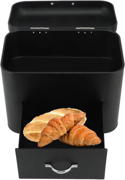 Metalen Broodtrommel 2 Lagen - Ruime Broodbox van IJzer voor Brood, Bagels en Crackers - Stevige Keukenopbergdoos