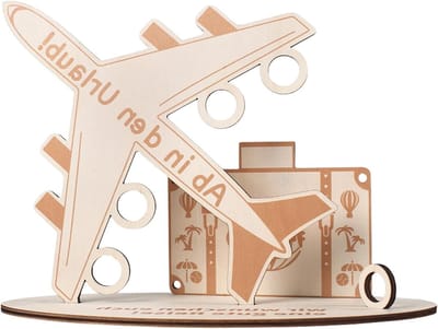 Originele Houten Vliegtuig Cadeau voor Verjaardag, Reisgeld Geschenk en Reis Koffer Vullingen voor Iedereen