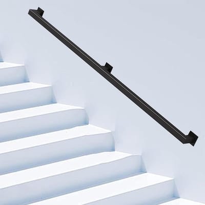 Trapleuning metaal - Muursteun leuning - Veilig traplopen - Roestwerende coating - 150 cm - Zwart