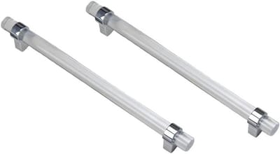 Moderne Keukenhandgrepen voor Lade- en Deurkasten - 2 Stuks - Zinklegering met Acryl Transparante Knop - 192mm, Duurzaam en Stijlvol