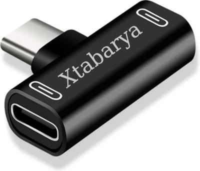 Xtabarya USB C-Splitter, 2 in 1 type C Naar C Audio-Adapter, Hoofdtelefoon en Oplader Zwarte kleur
