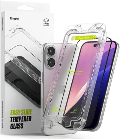 Ringke Easy Slide Geschikt voor Apple iPhone 16 / 15 | Screen Protector met Jig | 9H Volledig Dekkend Tempered Glass | Case Friendly | Gemakkelijke Installatie | 2-Pack