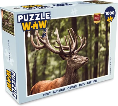 Puzzel Hert - Natuur - Gewei - Bos - Dieren - Legpuzzel - Puzzel 1000 stukjes volwassenen