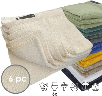 iSleep Terry Gastendoekje - 6 Stuks - 30x50 cm - Licht Beige