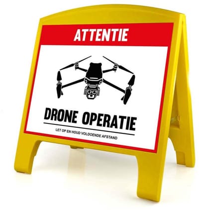 Drone Waarschuwing Bord - Groot - Drone Operatie - Rood - Nederlands