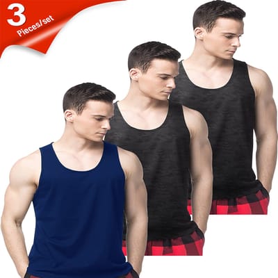 MEETYOO 3 Artikelen Y-Back Spiertank Top, Heren Tanktops Snel Droge Gym Mouwloze Spiert Shirts Voor Herenfitness, Sport- En Trainingsactiviteiten, Zoals Yoga, Fietsen, Rennen, Basketbal Spelen, Voetbal, Gewichtheffen-Type B-Camouflage+Blauw-S